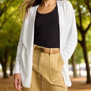 Halogen Linen Blend White Open Cardigan Sweater Coastal Lightweight Womens XXL